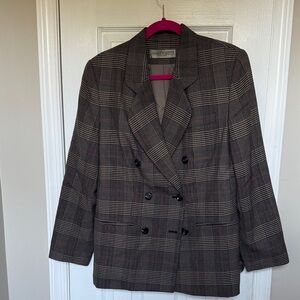 Black and Gray Pure Wool Plaid Blazer